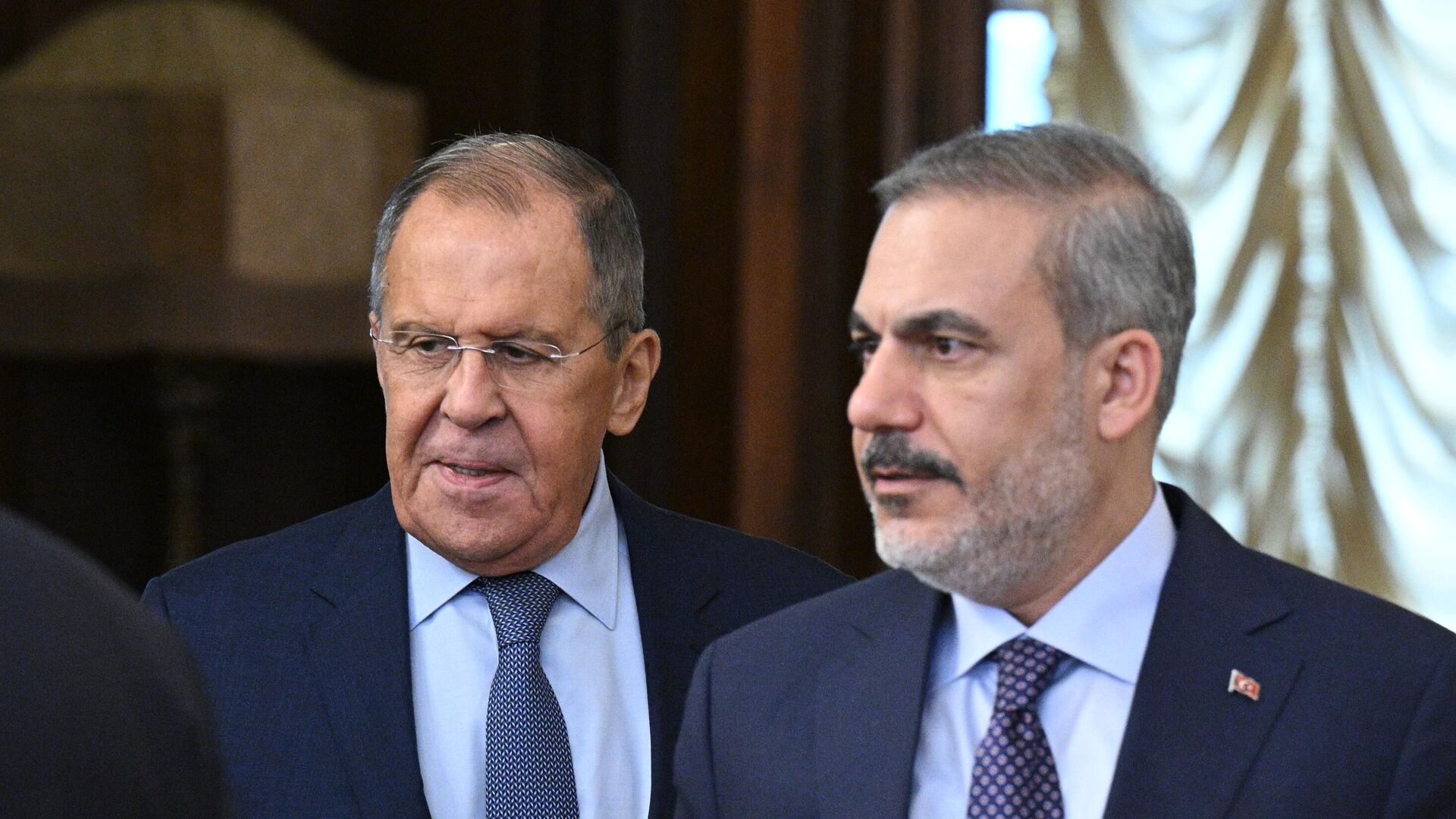 Министр иностранных дел РФ Сергей Лавров и министр иностранных дел Турции Хакан Фидан - РИА Новости, 1920, 09.04.2025