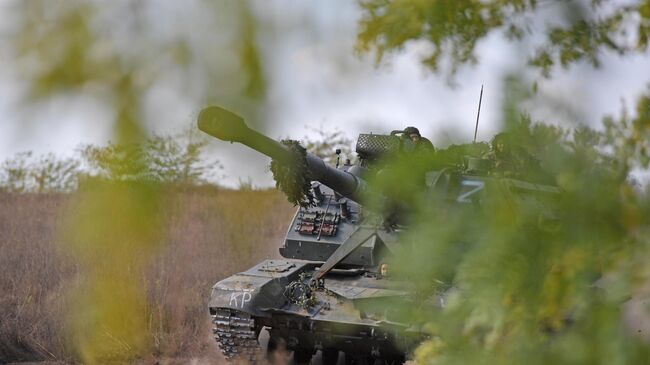 Боевая работа САУ Мста-С по позициям ВСУ в Запорожской области